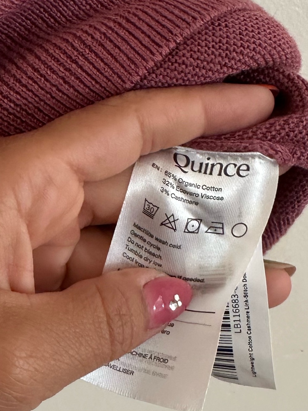 Quince Lightweight Cotton Cashmere Link-Stitch Dolman Sweater Size S - Picture 5 of 5